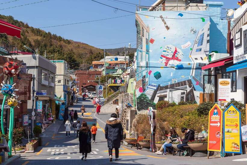 Busan: Coastal Treasures Beach Train, Culture Village & More - Gamcheon Culture Village: Art on Hillside Steps