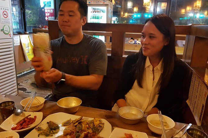Seoul: Anthony Bourdain-Inspired BBQ and Pub Experience - Stop 2 at Cheonghakdong Mungbean Pancake: savory bites plus a Korean alcohol crash course